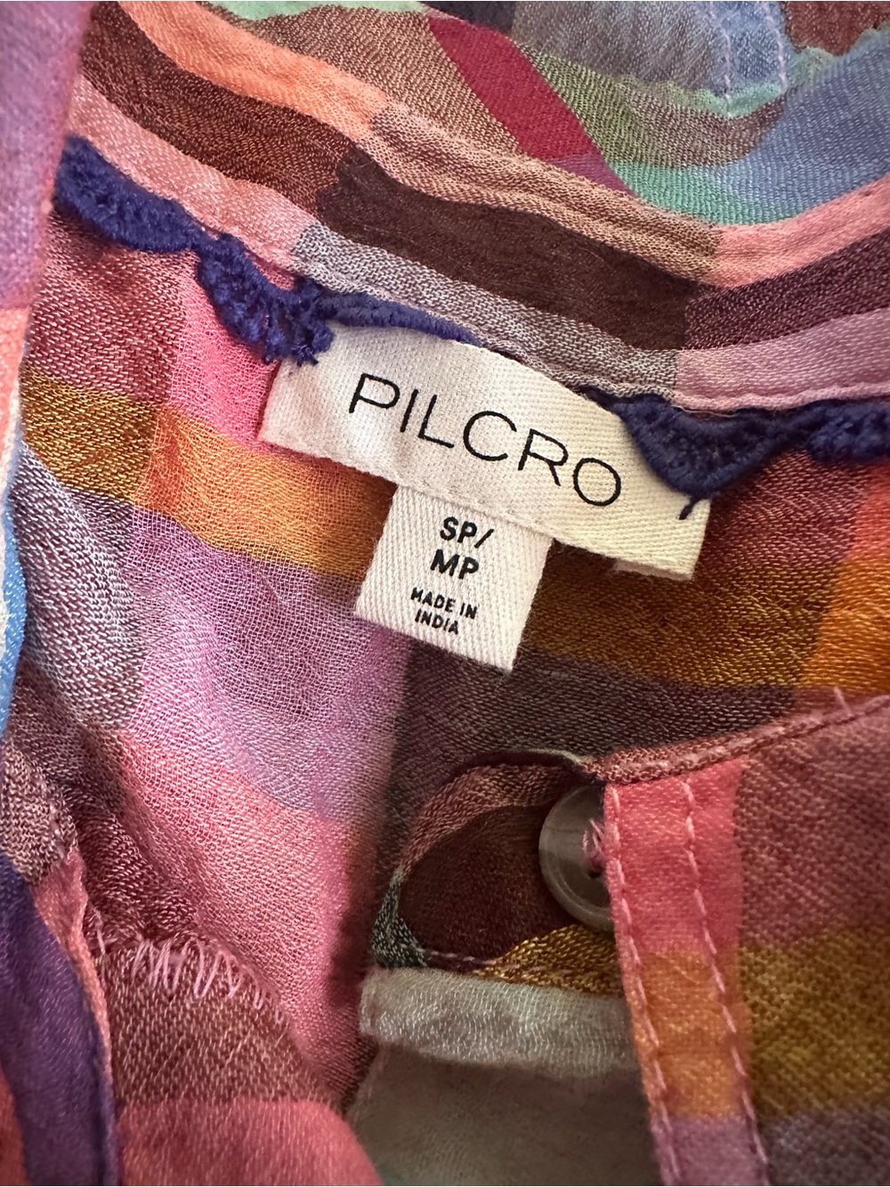 Pilcro Long-Sleeve Mixed Madras Plaid Oversized Buttondown Shirt - Picture 6 of 7